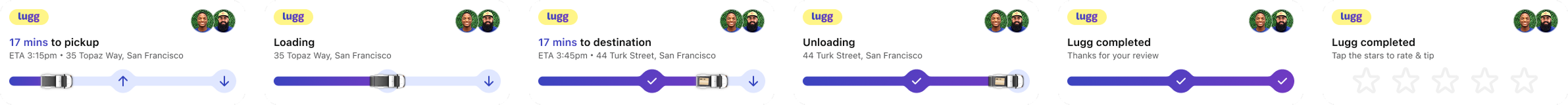 Live Activities progress bar view on the Lugg app.