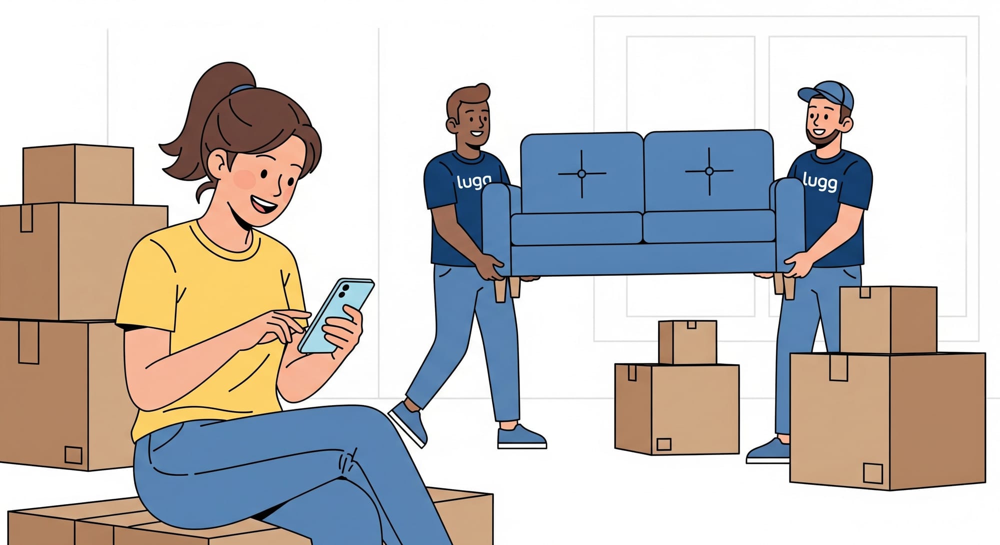 happy lugg customer using smartphone