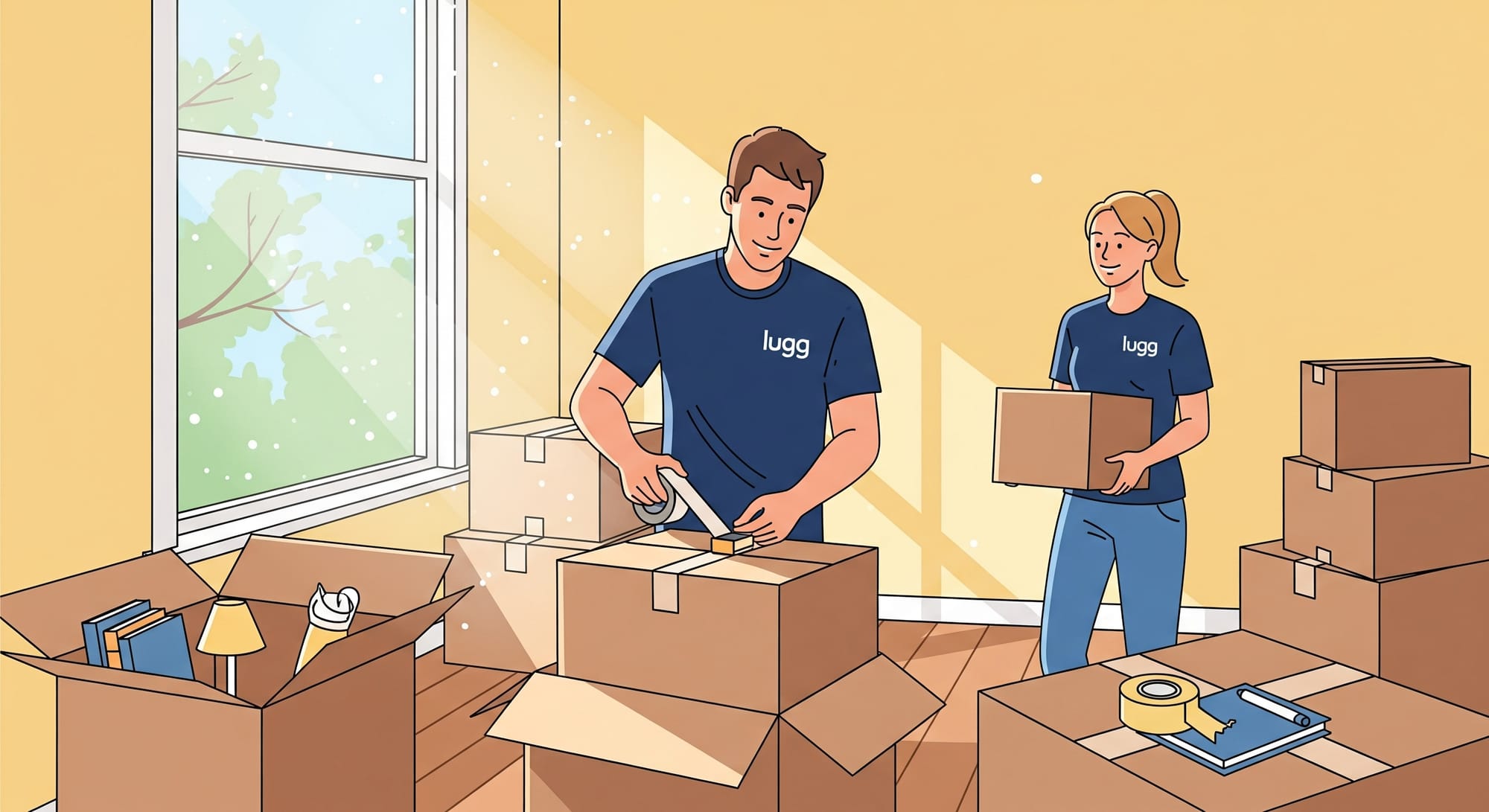 2 lugg movers packing boxes