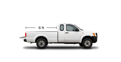 Lugg illustration showing minimum 6-foot bed length requirement for pickup trucks
